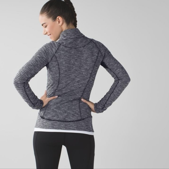 Lululemon Think Fast Women’s Pullover Heathered Black White Coco Pique - Size 10 - Picture 2 of 16